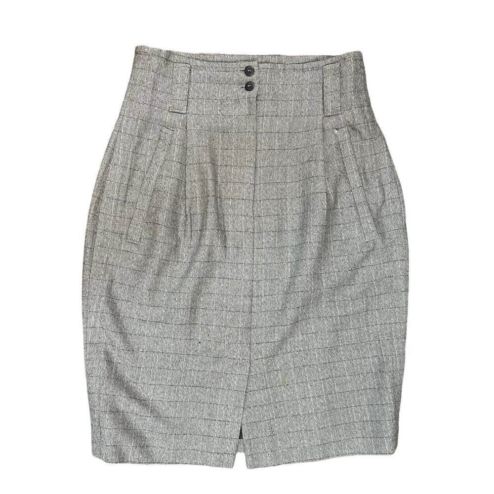 MOODS BY KRIZIA High Waisted STRAIGHT SKIRT Wool‎ Blend Gray US 10 Made in Japan